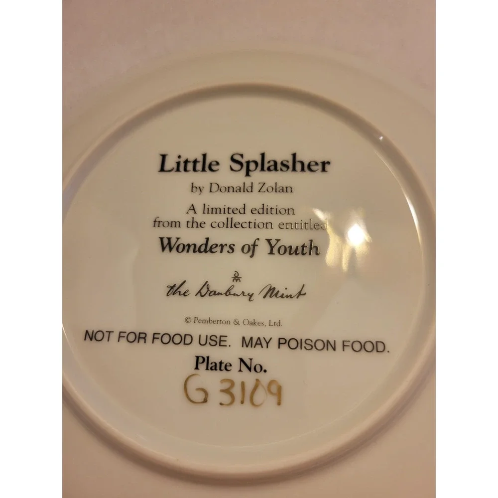 Danbury Mint Little Splasher by‎ Donald Zolan Collectible Plate with COA #G3109